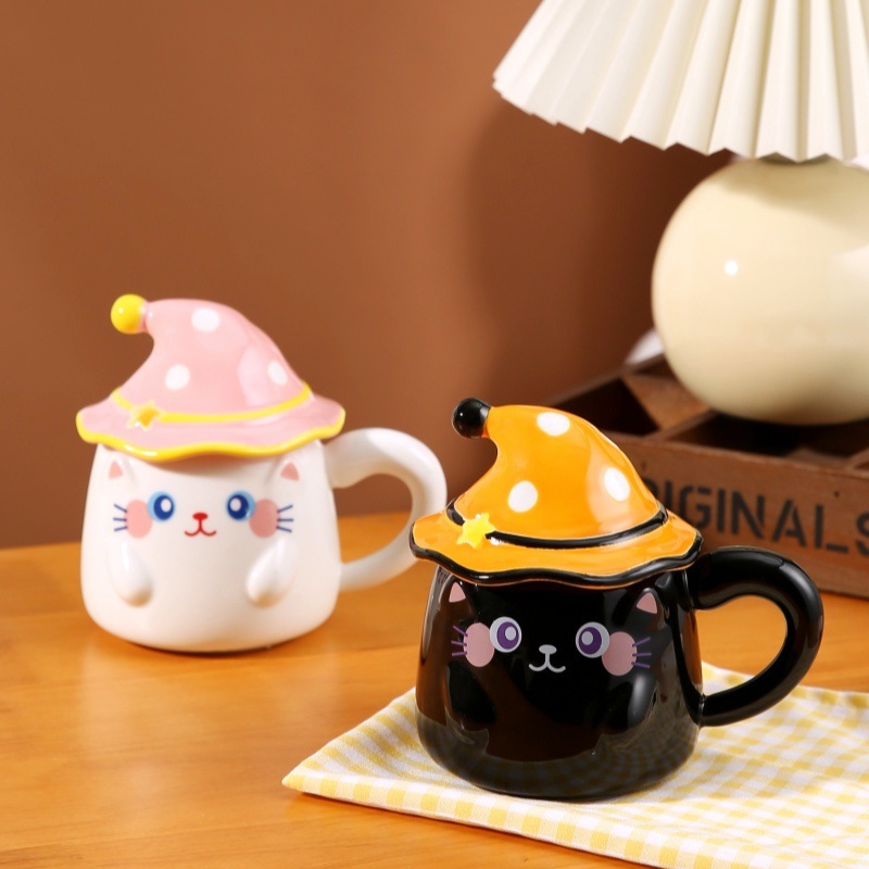 ✅誕生日プレゼント珍しい幽霊マグカップ蓋付き陶磁器カップハロウィーンプレゼントお土産カップ|undefined