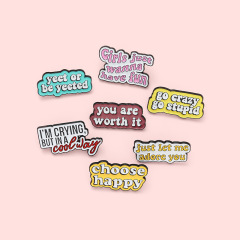 European and American accessories, simple and personalized English sentence series, alloy paint badges, accessories brooches wholesale