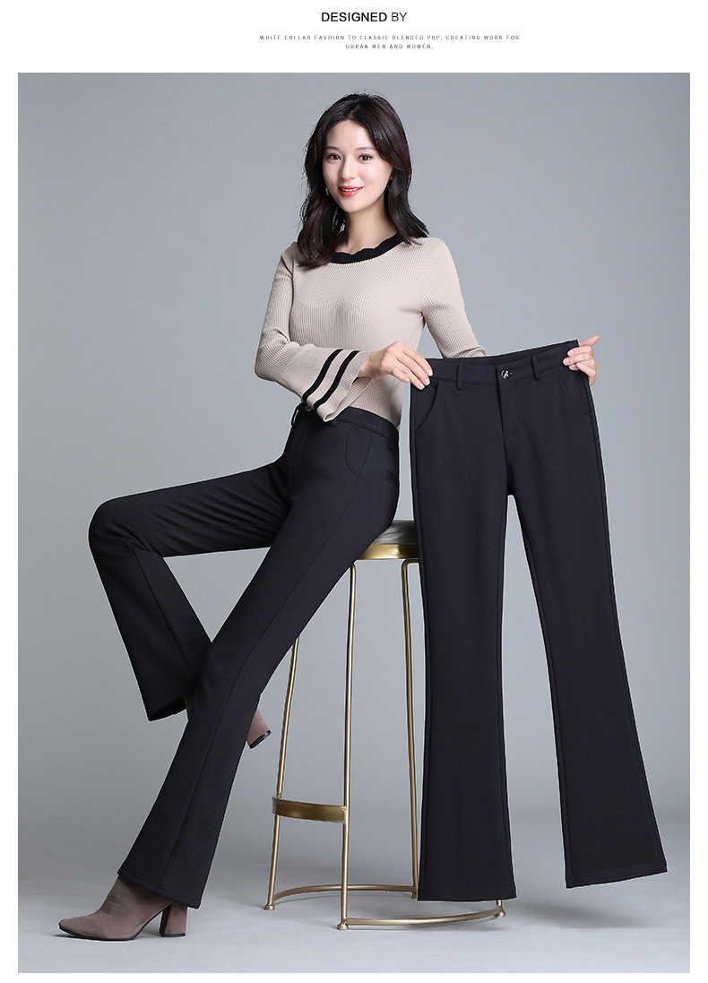 裤子女春秋百搭2023年新款黑色小脚裤高腰弹力休闲西装裤女垂坠感详情12