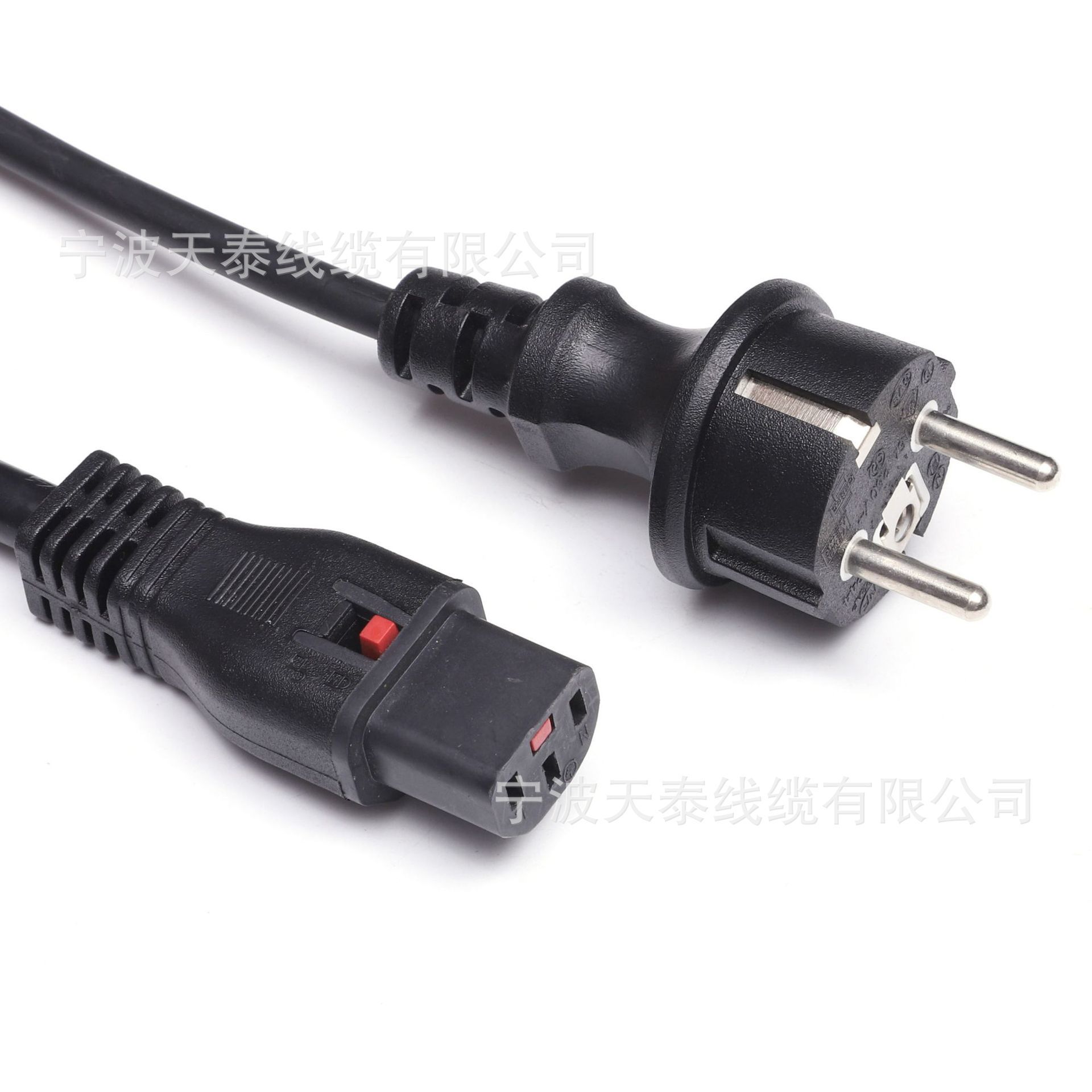 供应欧规电源线插头线带锁品字尾欧标电源线带漏保德式漏电保护器