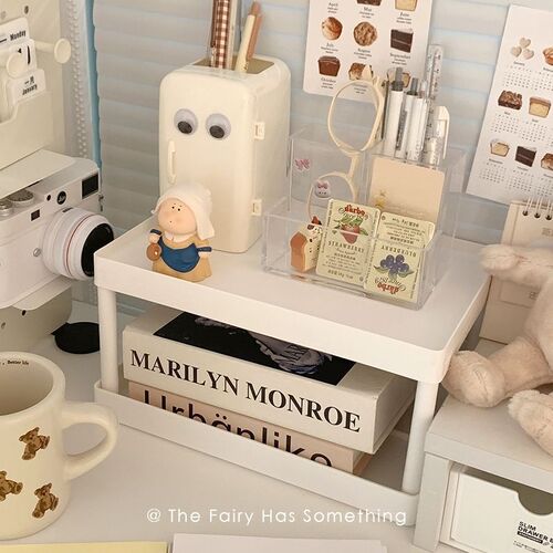 Desktop storage rack double-layer bedroom cosmetics office sundries storage rack student dormitory artifact small organization rack