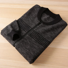 撤柜春秋款男士针织衫时尚条纹撞色上衣开衫外穿毛衣外套男18Q310