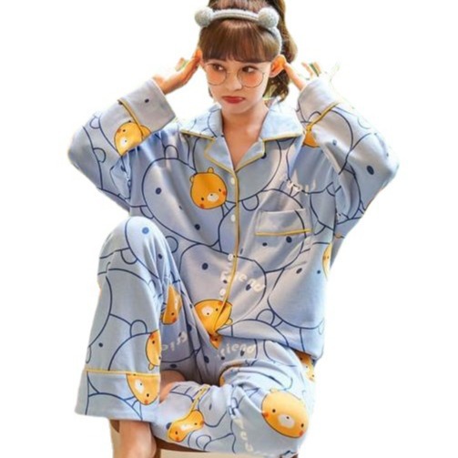 Pijamas de Primavera y Otoño para Mujer, Conjunto de Dos Piezas Informal de Manga Larga, Nuevo Modelo 2025, Conjunto de Cárdigan para el Hogar para Otoño e Invierno