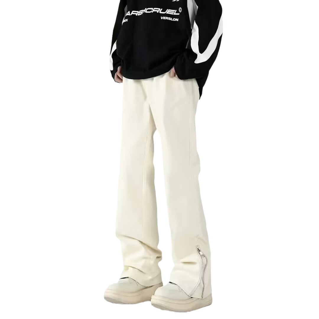 Pantalones estilo vibe americano, pantalones vaqueros negros rotos de la marea de la calle alta, pantalones cortos con cremallera dividida de estilo fino de verano para hombre