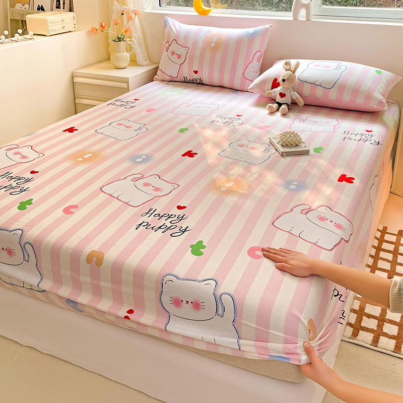 Nuevo estilo de sábana de algodón de una sola pieza de algodón colchón protector funda de cama sábana funda de cama de tres piezas verano 2024 nuevo estilo