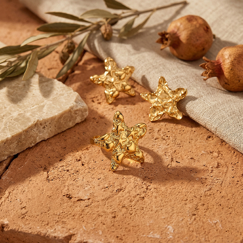 Tina Europa y los Estados Unidos moda transfronteriza clásica diseño de forma de lava pendientes de estrellas lujosas joyas de alta calidad al por mayor mujeres image 3