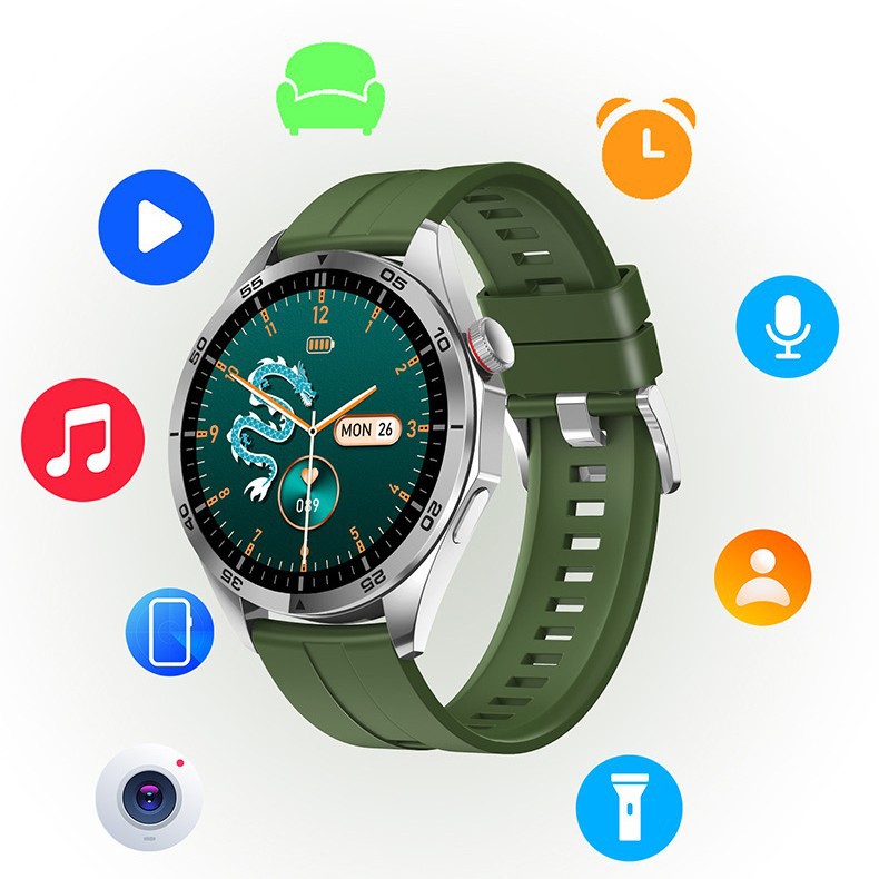 Gt4 Max Suit Round Screen Smart Watch 7 Straps Bluetooth Headset Set 4 Games Health Monitoring