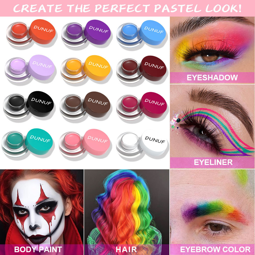 DUNUF 12 Face Color Waterproof Eyeshadow Long-lasting Eyeliner Matte Gloss Eyebrow Dye Universal Note Disclaimer undefined