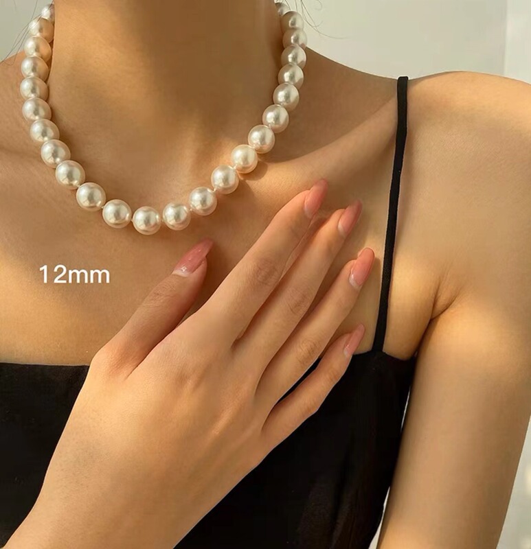 クリーム色の真円強光施家貝珠真珠ネックレス女性ファッション博主fever同種貝珠鎖|undefined
