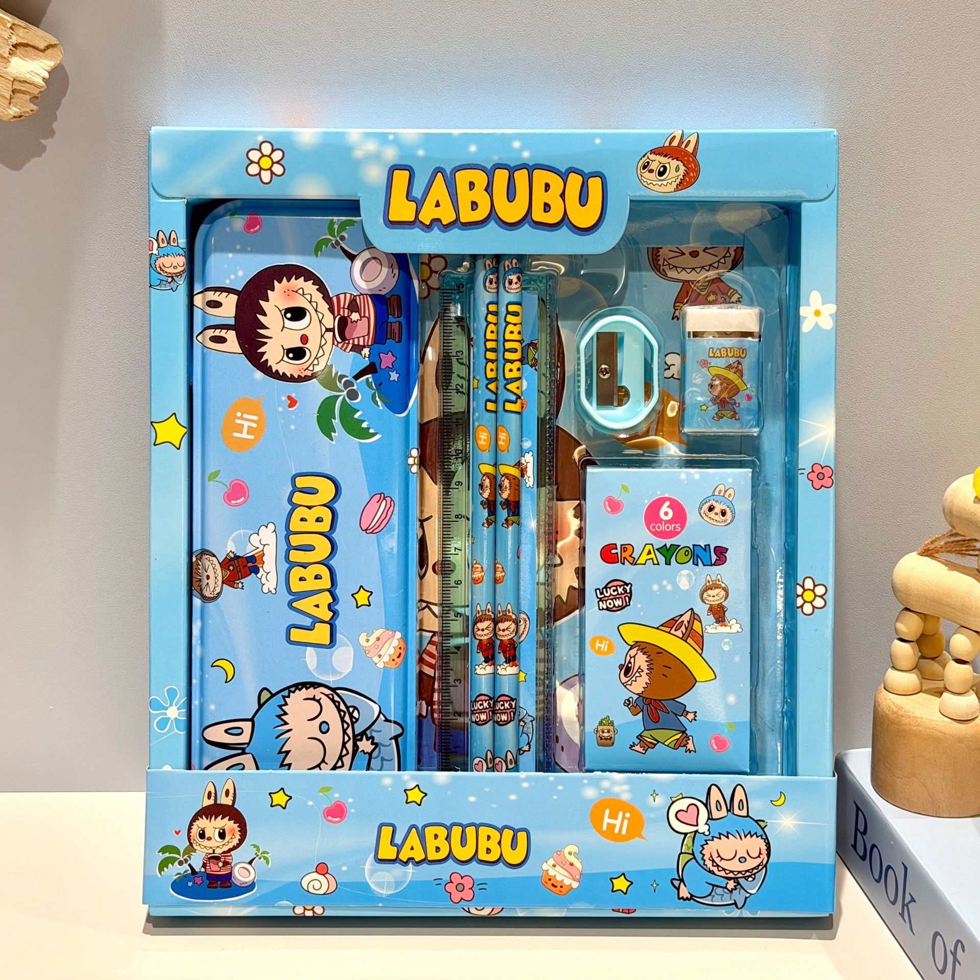 Caja de regalo de lápiz de dibujos animados, regla, cuchillo de lápiz, jardín de infantes, 1 de junio, papelería, caja de regalo