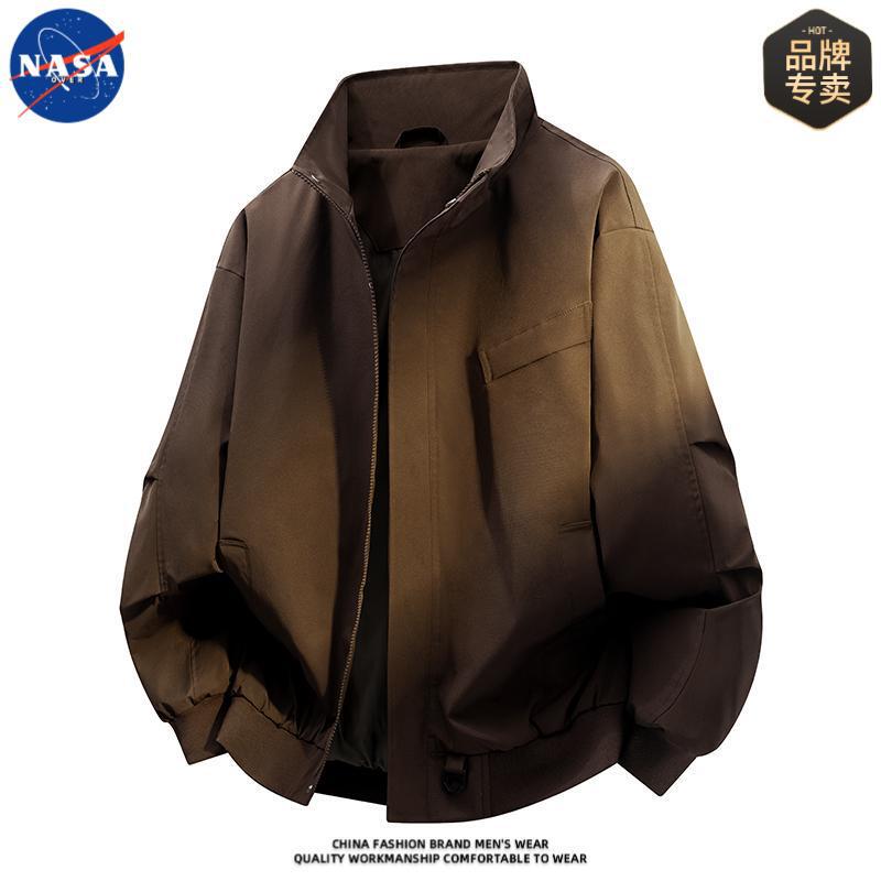 Nasa Brand High-Quality Casual Cool Jacket for Men, Spring and Autumn Simple Loose Versatile Top with Stand Collar Nasa Brand High-Quality Casual Cool Jacket for Men, Spring and Autumn Simple Loose Versatile Top with Stand Collar