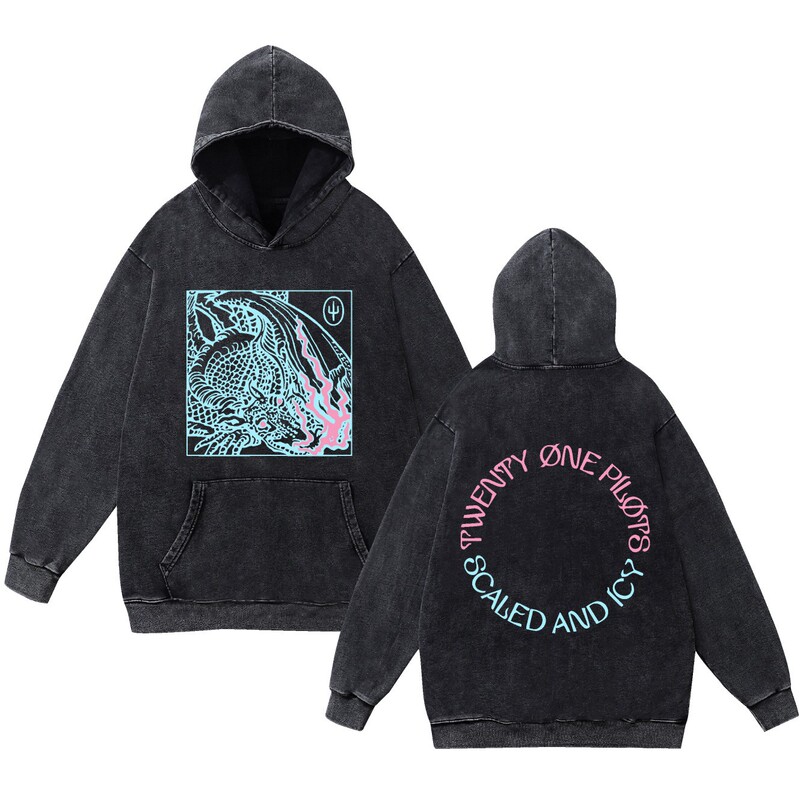 New Cross-Border Twenty One Pilots Washed Retro Distressed Sweatshirt Hoodie New Cross-Border Twenty One Pilots Washed Retro Distressed Sweatshirt Hoodie