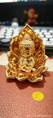 Cute Lotus-Sitting Buddha Figurine Other Automotive Interior Supplies - electroplated-gold-color-1-piece-comes-with-traceless-adhesive