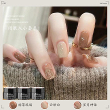 春夏焦糖奶茶色指甲油胶2025新款美拉德爆闪亮片套装美甲店专用