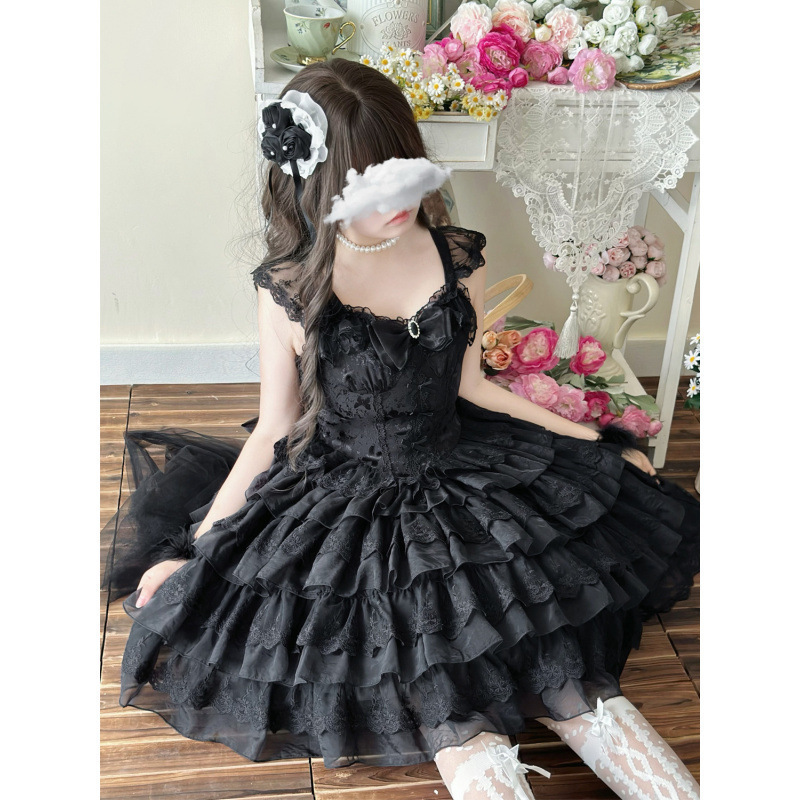 2025夏季新款日系可爱甜美Lolita芭蕾风花嫁jsk吊带连衣裙子软妹|undefined