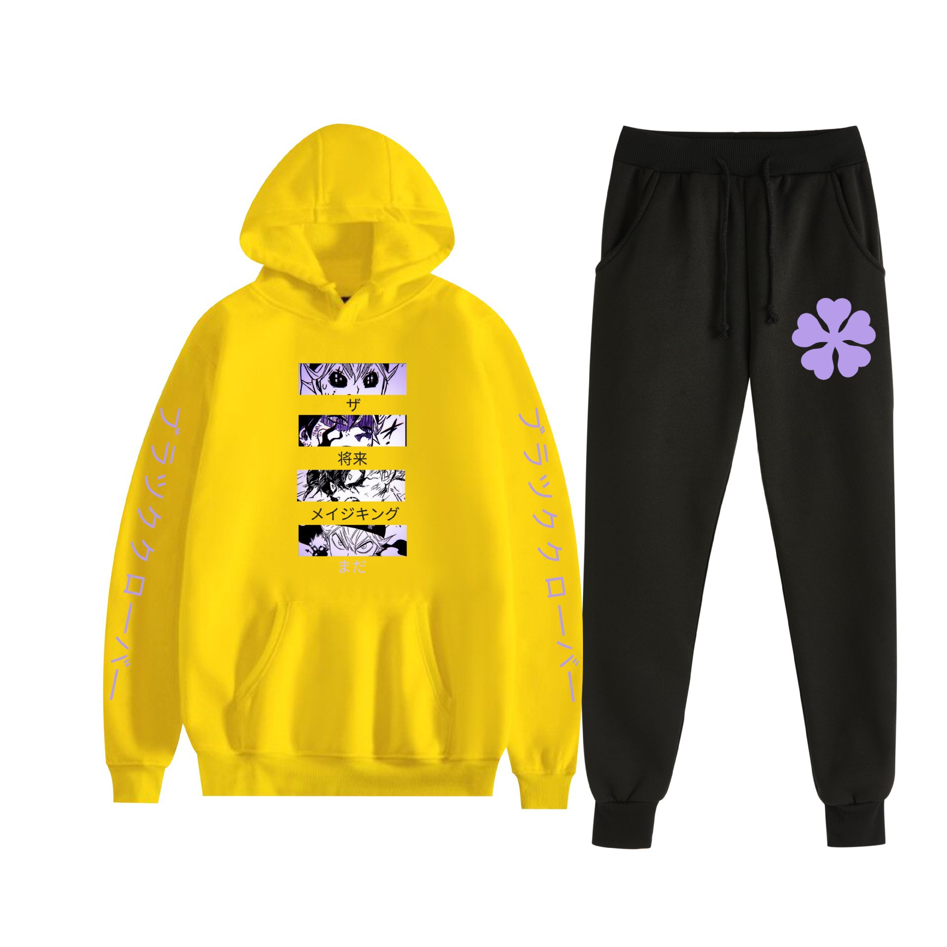 Comercio exterior nuevo estilo riman black trébol de cuatro hojas-Black Clover suéter con capucha corsés traje de dos piezas