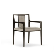 新中式设计师创意实木布艺餐椅后现代轻奢休闲单人椅酒店客房书椅