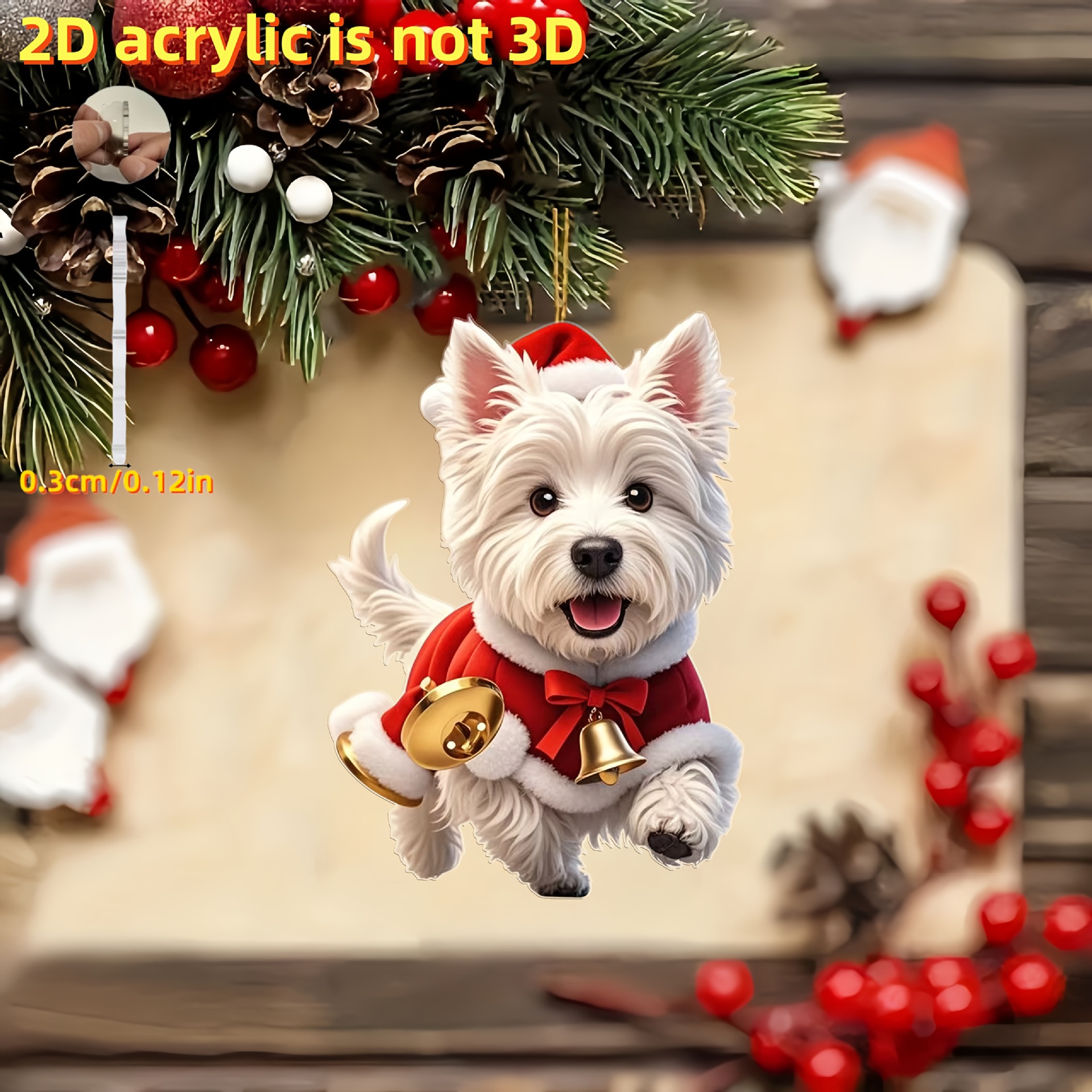 Colgantes transfronterizos nuevos perros de Navidad pequeños animales colgantes 2D acrílico colgantes de decoración espejo retrovisor