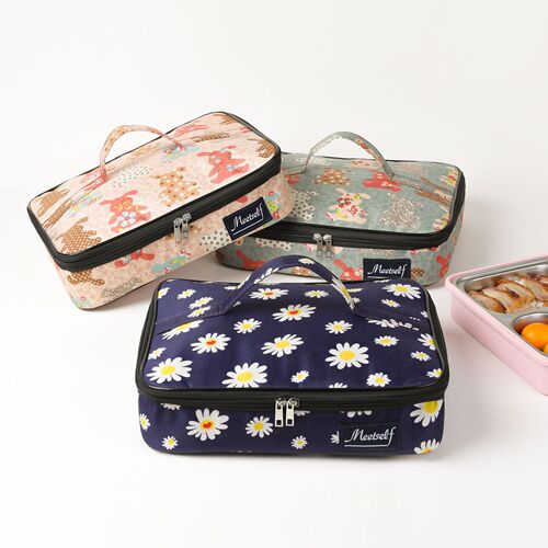 New style aluminum foil thickened bento bag for students, lunch box bag with insulation, large size hand-held lunch picnic bag