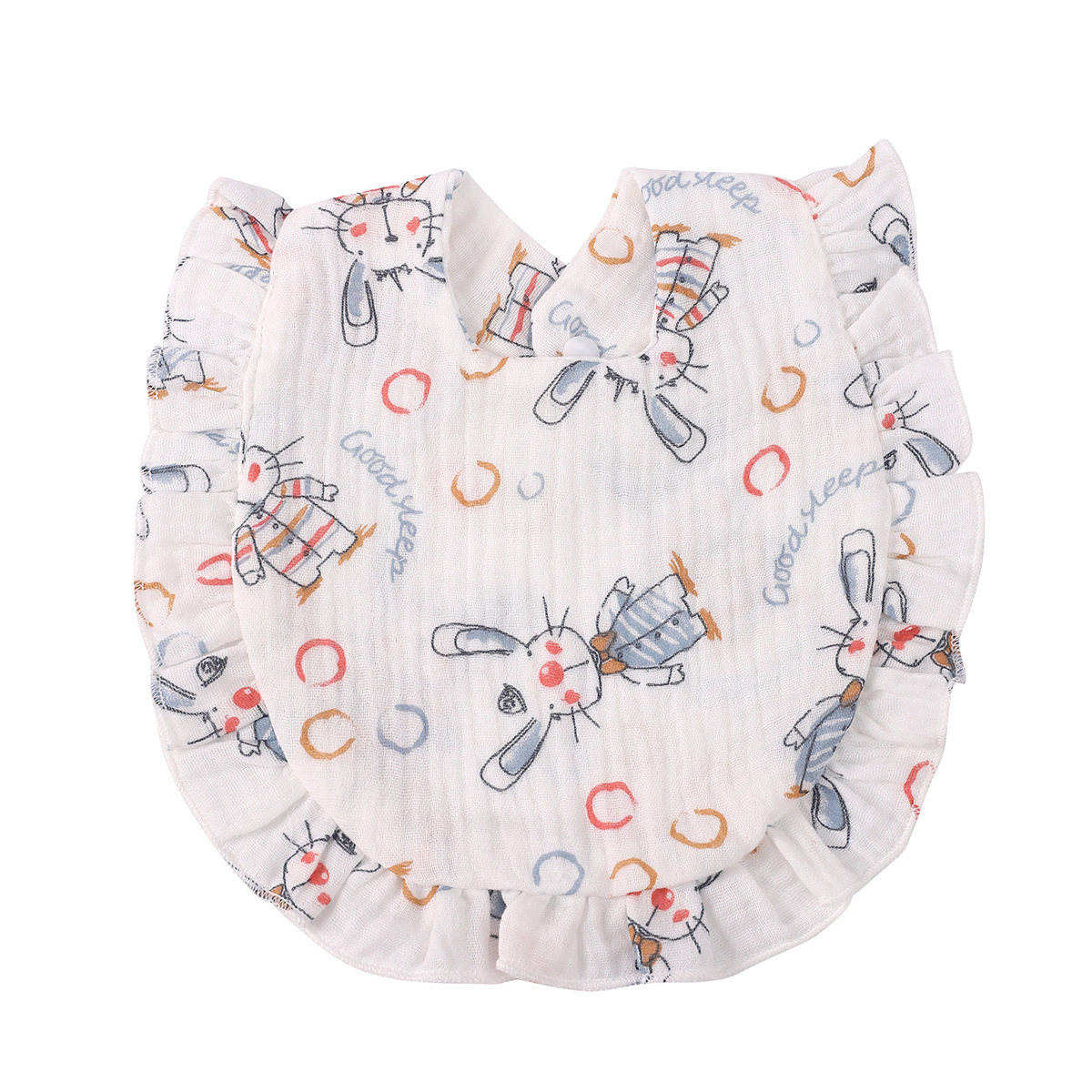 2023 toalla de saliva para bebé con volantes babero de encaje de gasa con estampado de algodón para bebé babero babero de saliva transfronterizo