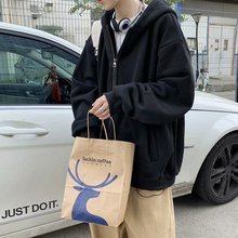 加绒连帽拉链卫衣男秋冬季潮ins色开衫外套港风宽松上衣帽衫