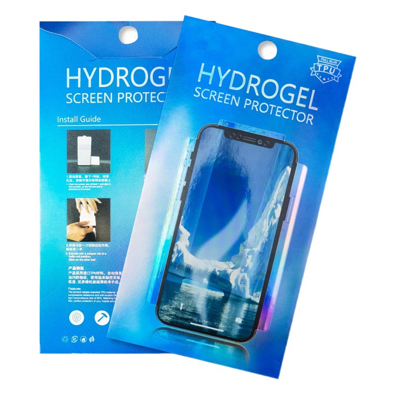 Película de gel de agua caja de embalaje película protectora bolsa de papel película suave de TPU película a prueba de pío película de teléfono móvil caja de embalaje en caja de stock