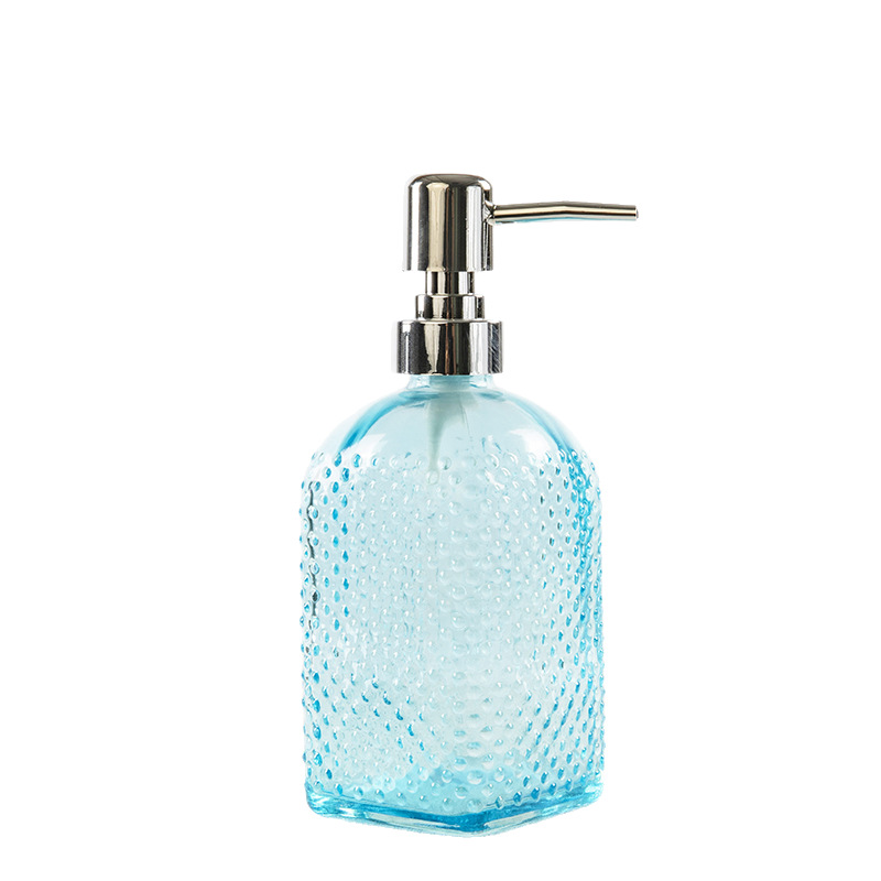 Spot al por mayor botella de desinfectante de manos de vidrio de color botella de champú de prensa nórdica botella de gel de ducha loción de vidrio vacío