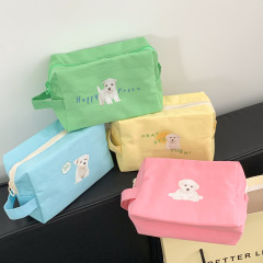 Icicle Cream Pattern Cute Dog Makeup Bag, Student Minimalist Portable Large Capacity Fabric Pouch Pen Bag Storage Bag