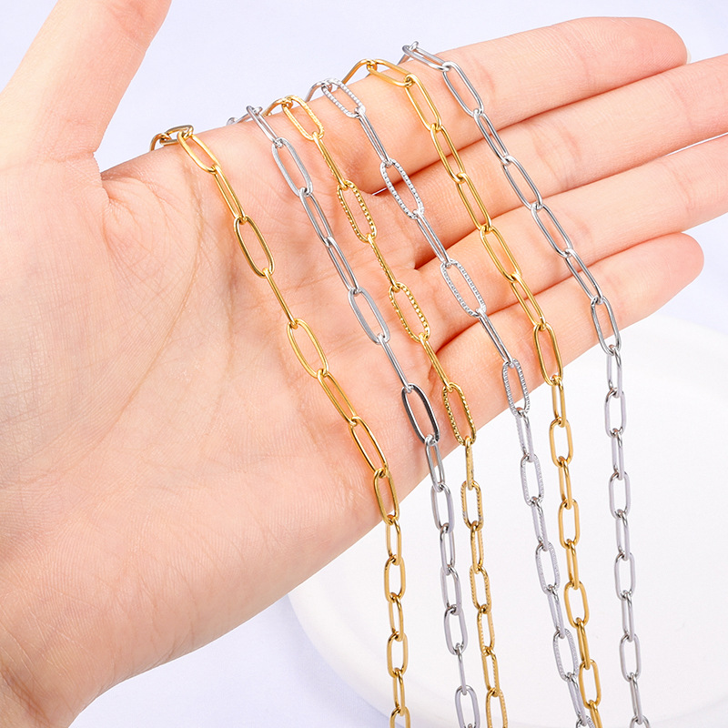 Double Woven Chain, Circle chain, Square Chain Chain Type 1 Piece 304 Stainless Steel Double Woven Chain Circle Chain Square Chain Jewelry Accessories