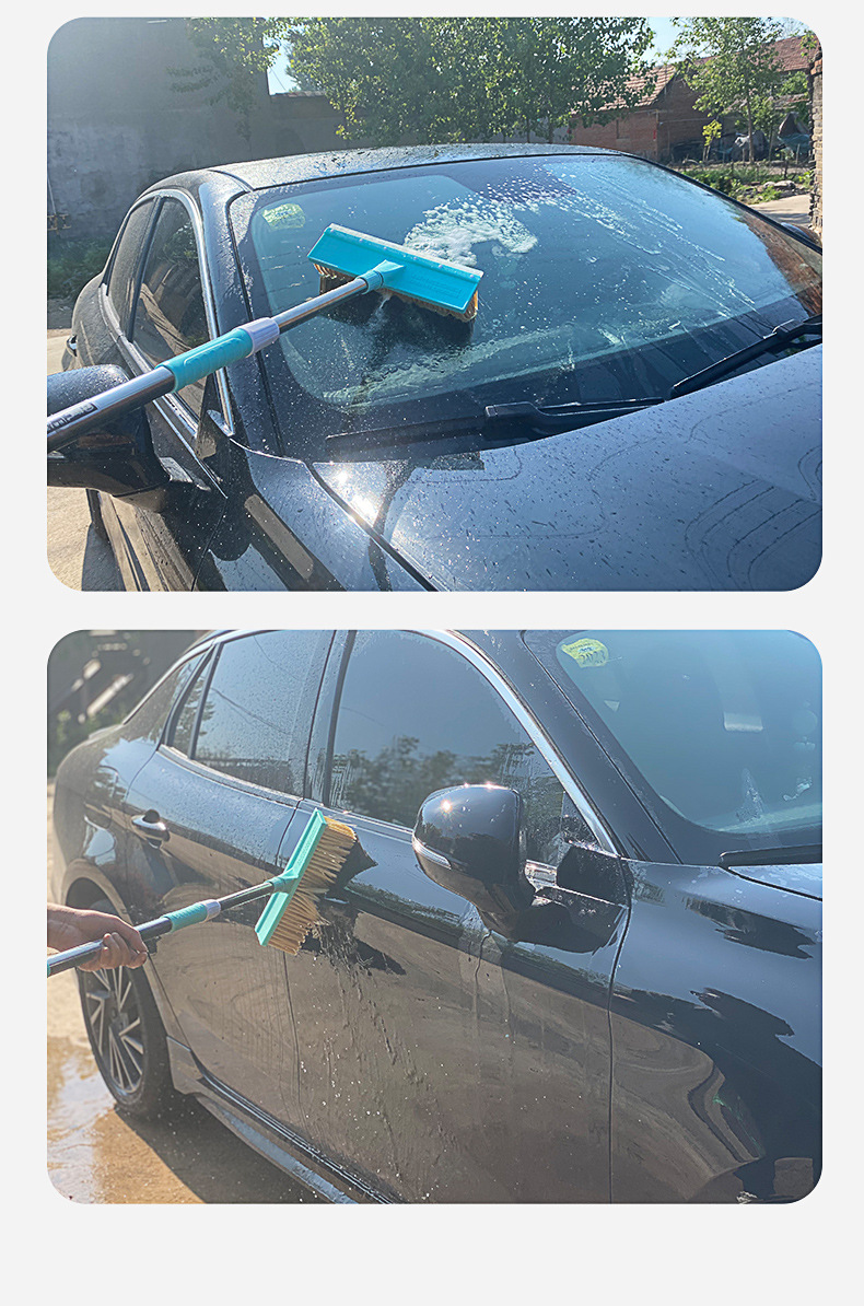 Soft Bristle Car Wash Brush with Extended Handle, Water-Inlet Car Wash Mop with Telescopic Rod, Car Cleaning Tool