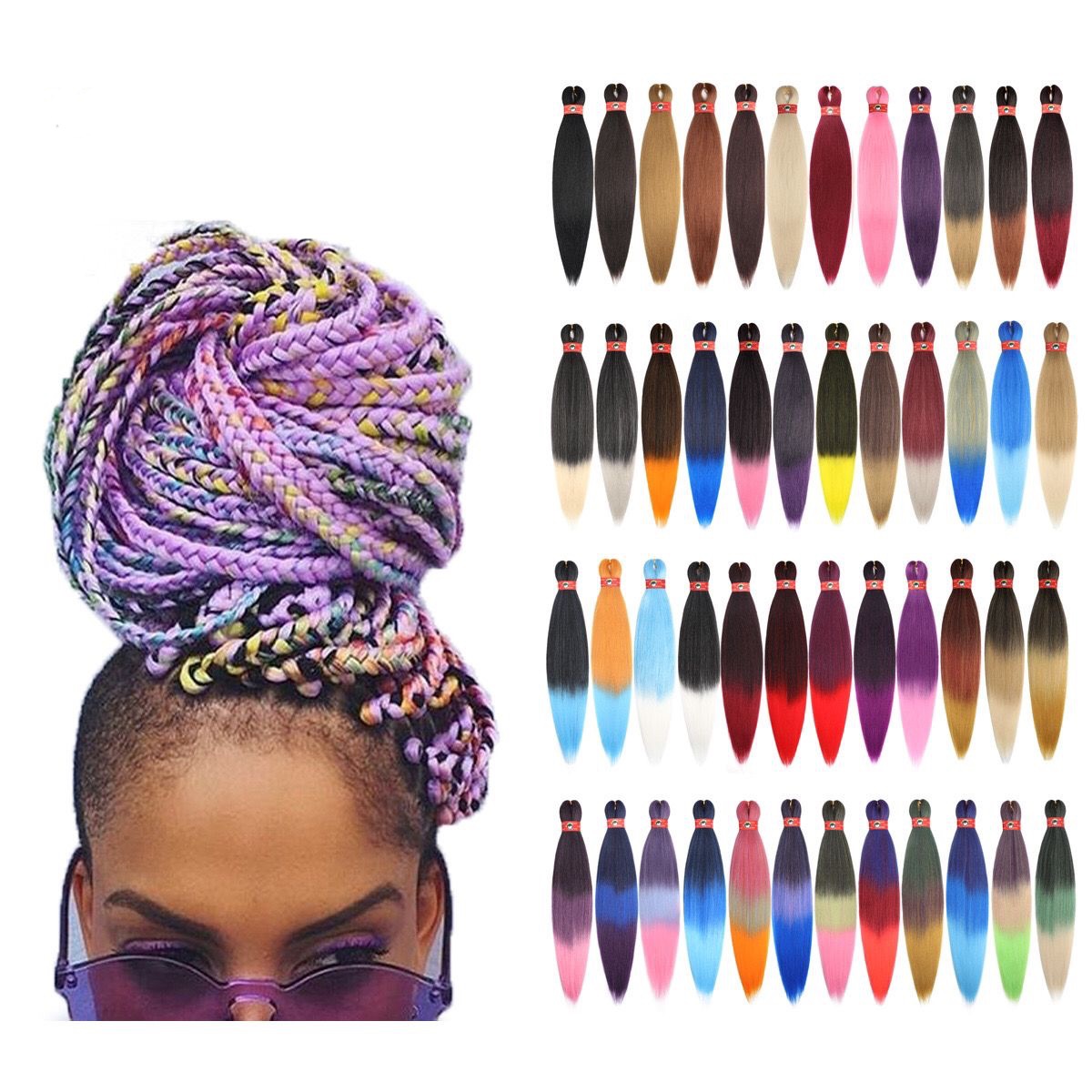 Peluca de color EZ trenza Africana trenza sucia Pre estirada Crochet Trenzas peluca tocado
