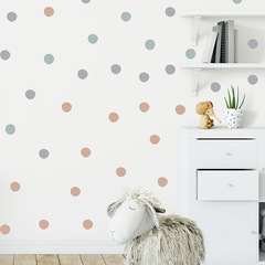 新款 FX-E11 莫蘭迪色系圓點女孩臥室玄關牆面背景美化裝飾牆貼紙
