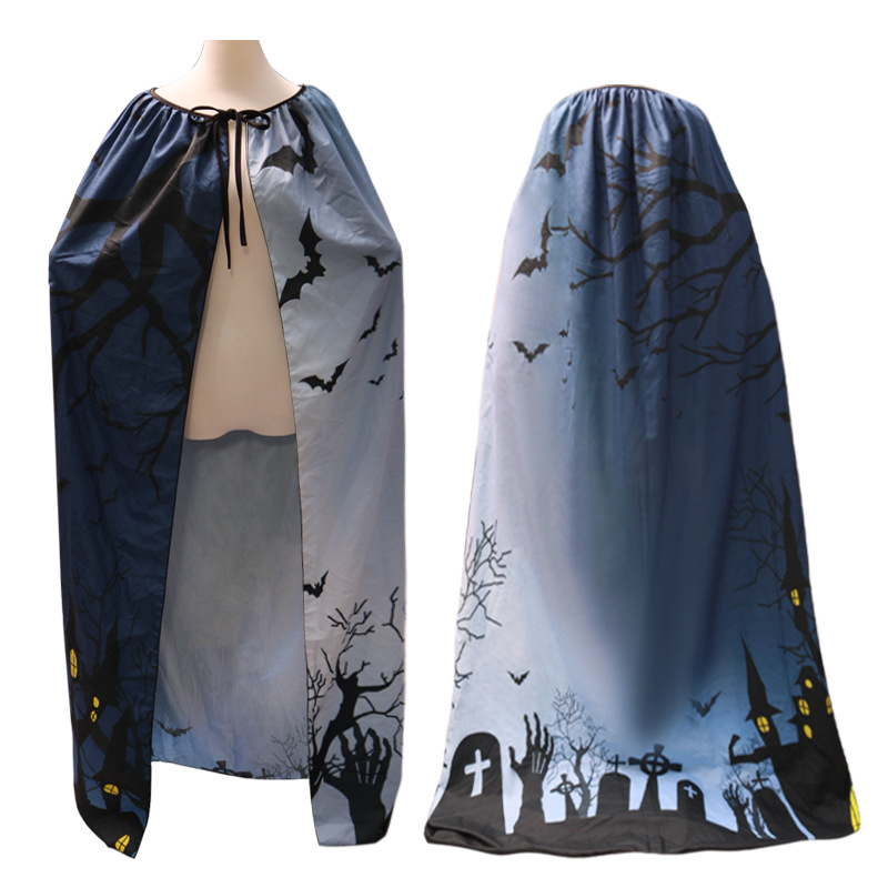 Halloween nueva capa capa de cosplay vestido de brujo de la muerte capa impresa digital sensación de terror hombro