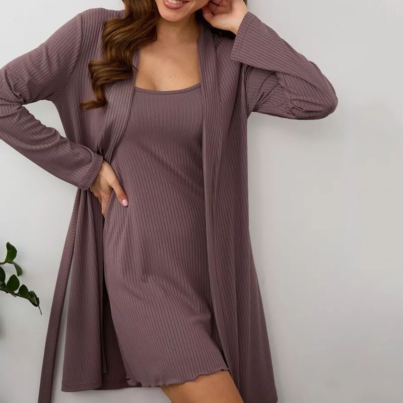 2025亚马逊跨境时尚简约女装秋热款纯色吊带睡裙性感居家两件套