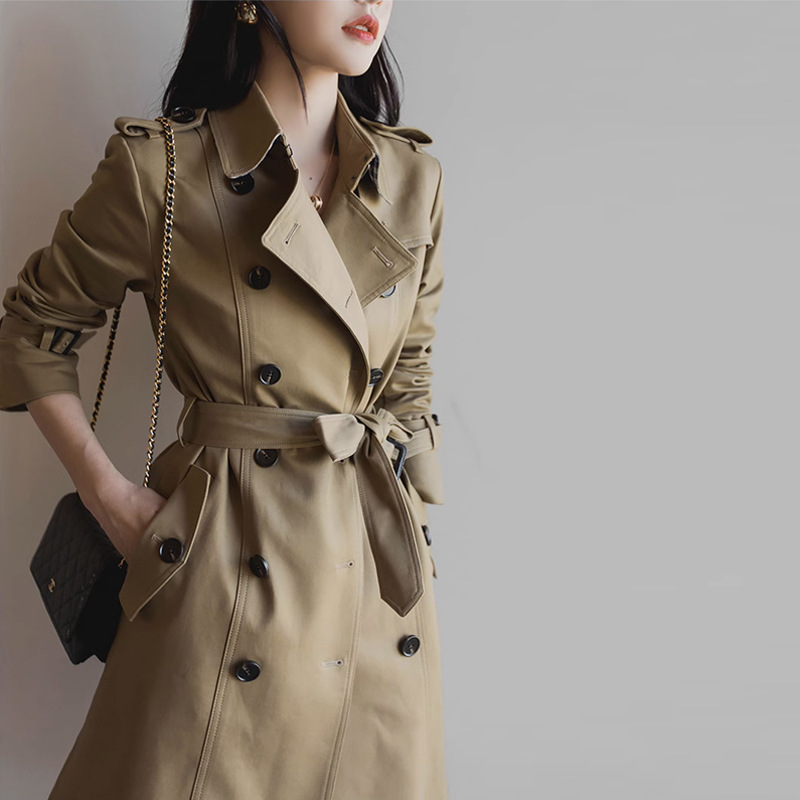 Khaki Windbreaker Jacket for Women Petite Spring & Fall 2025 New Mid-Length Short Loose Slim Coat