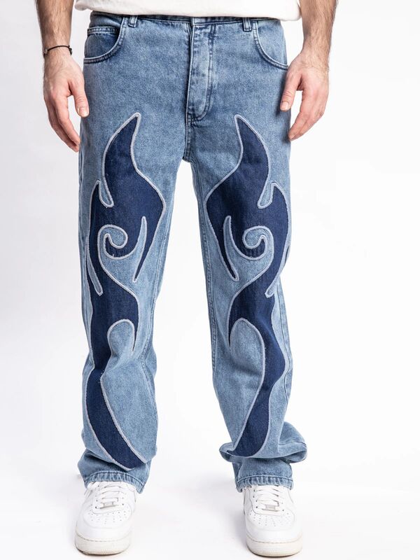 ❤ AM Export Cross-border High-quality Bear Print Pants Men's Patch Gradient Patch Denim Men's Casual Pants New Style