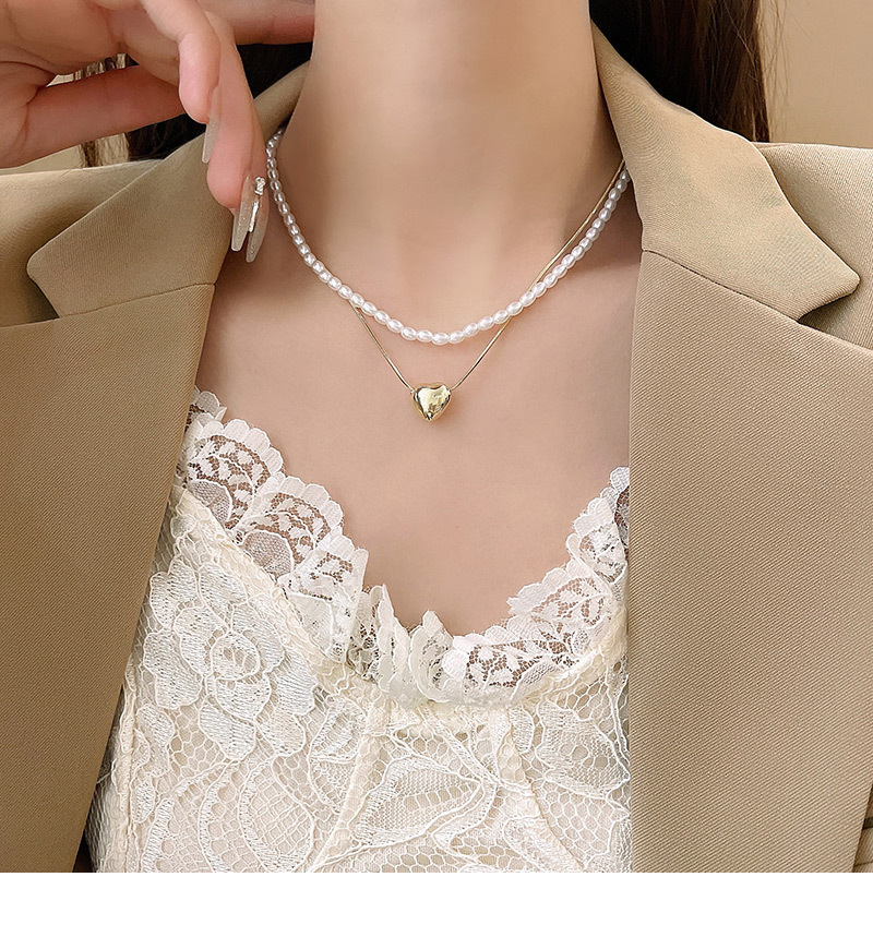 Simple Style Heart Shape Copper Plating Layered Necklaces 1 Piece