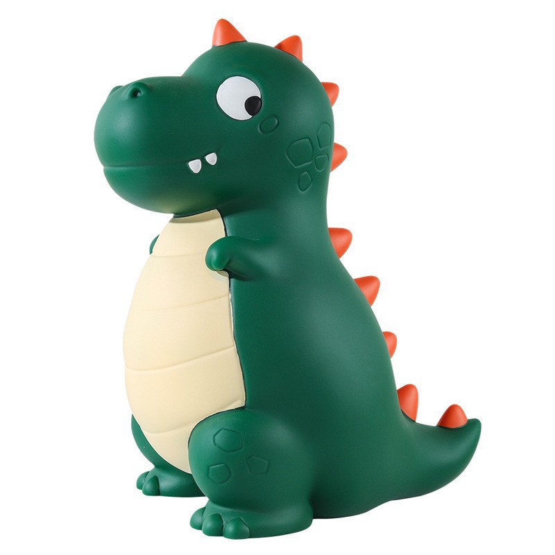 La decoración del hogar de la alcancía de los niños lindos de dibujos animados transfronterizos puede entrar y salir de la alcancía de dinosaurio resistente a la caída