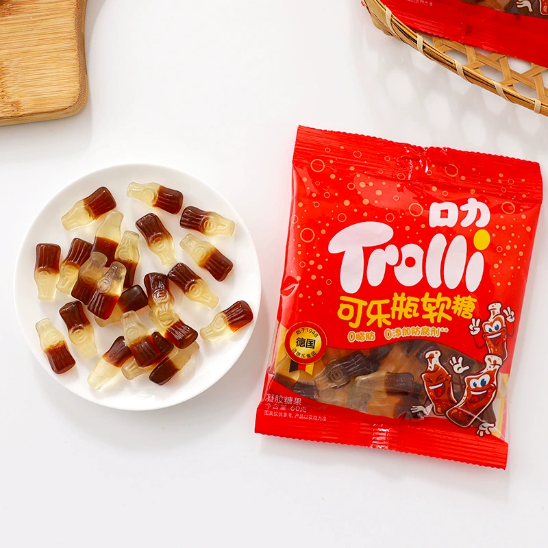 Жевательный мармелад Trolli кислые червячки и бутылочки колы, креативные формы, 55–60 г