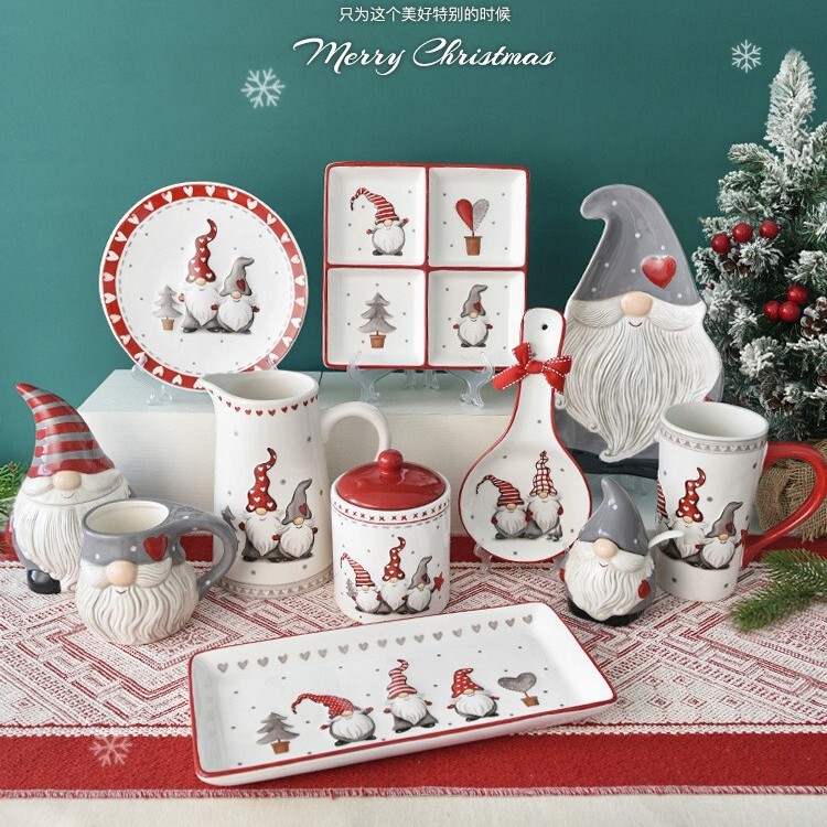 Ceramic Tableware Set, Ceramic Cup, Storage and Organization Plate, Underglaze Colored Bowls and Plates, Cny Available, Spring Festival Tableware