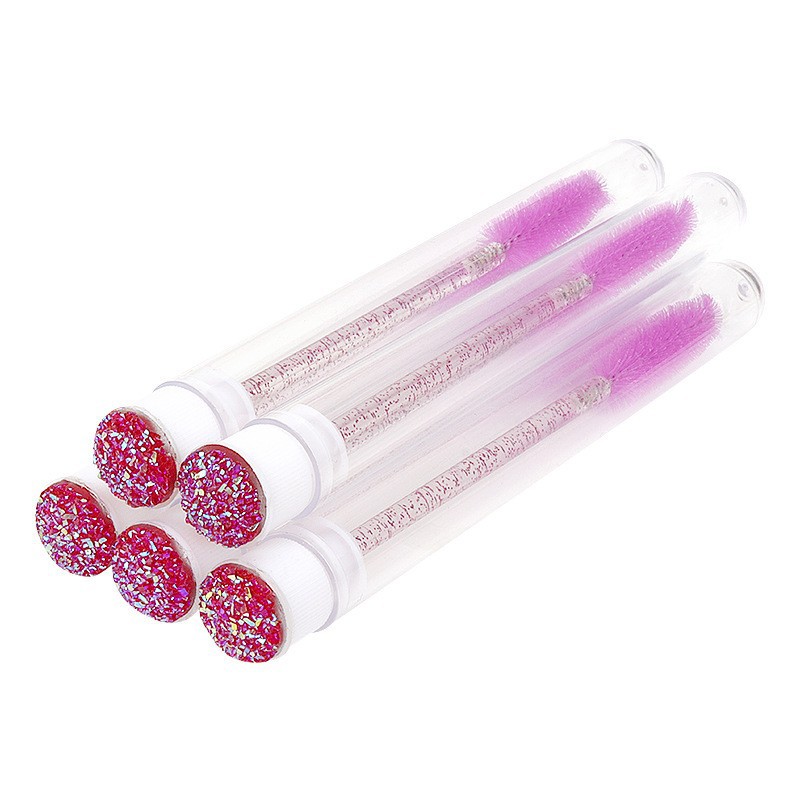 Cepillo para pestañas con tubo perforado, cepillo para pestañas desechable con varilla de cristal, peine para cejas, cepillo para pestañas portátil para maquillaje