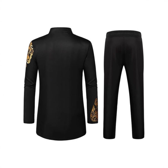 2024 Hot New Foreign Trade Cross-border Hot Sale Men's African Men's suit Bronzing Top and Trousers 2 Piece Set