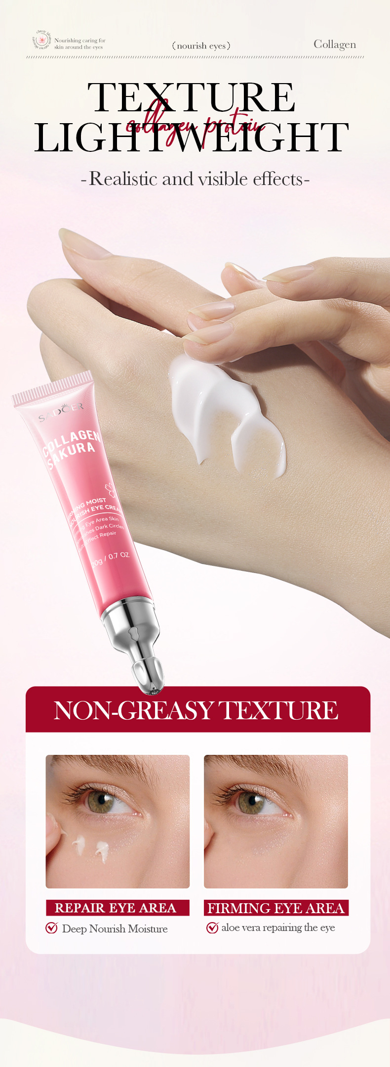 Moisturizing Elastic And Tender Eye Cherry Blossom Collagen Eye Cream