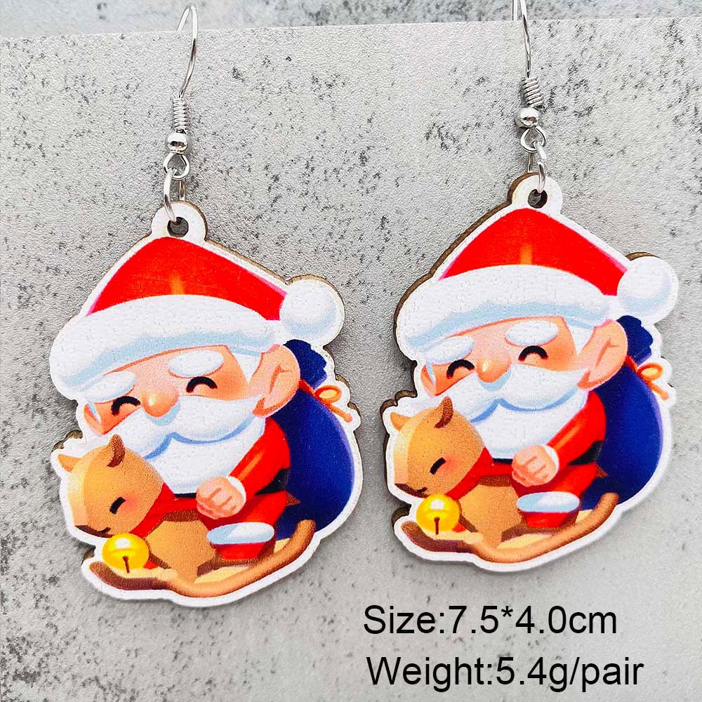 6g Weight Ear hook Event & Party Supplies Ear hook Classification 1 Pair Quantity Holiday, Party Occasion Wood Material Christmas Festival Christmas Hat, Christmas Tree, Santa Claus Pattern Women's Gender Cute Style 1 Pair Cute Christmas Hat Christmas Tree Santa Claus Wood Ear Hook 6