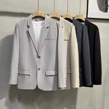 春秋新款韩版垂感百搭西装外套男潮流英伦风炸街痞帅小西服男批发