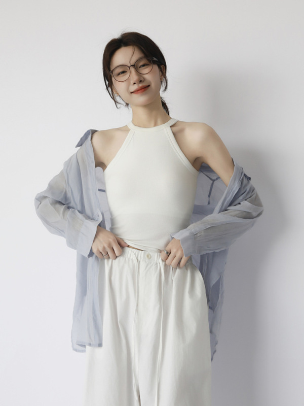 ブラジャー付き、胸パッド、ホルターネック、キャミソール、美しいデザイン、外でも内でも着用可能、ブラジャーなしのショートトップ|undefined