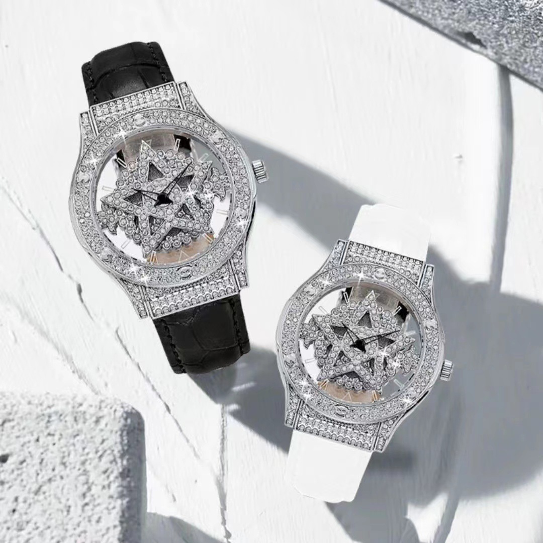 Femuddig stjärna Ny tidslöpande klocka Damklocka Full Diamond Damklocka Ny Damklocka Äkta Enkel Lätt Lyx Nisch Student_voghion.com