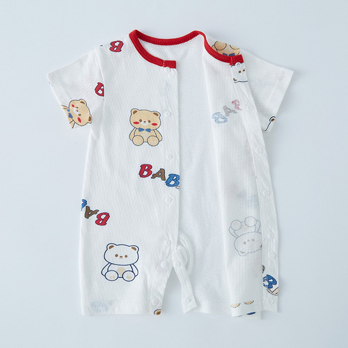 Baby Bodysuit Short Sleeve Onesie A-Grade Pure Cotton Summer Thin Summer Outfit Crawling Suit Sleepwear Newborn Boys and Girls
