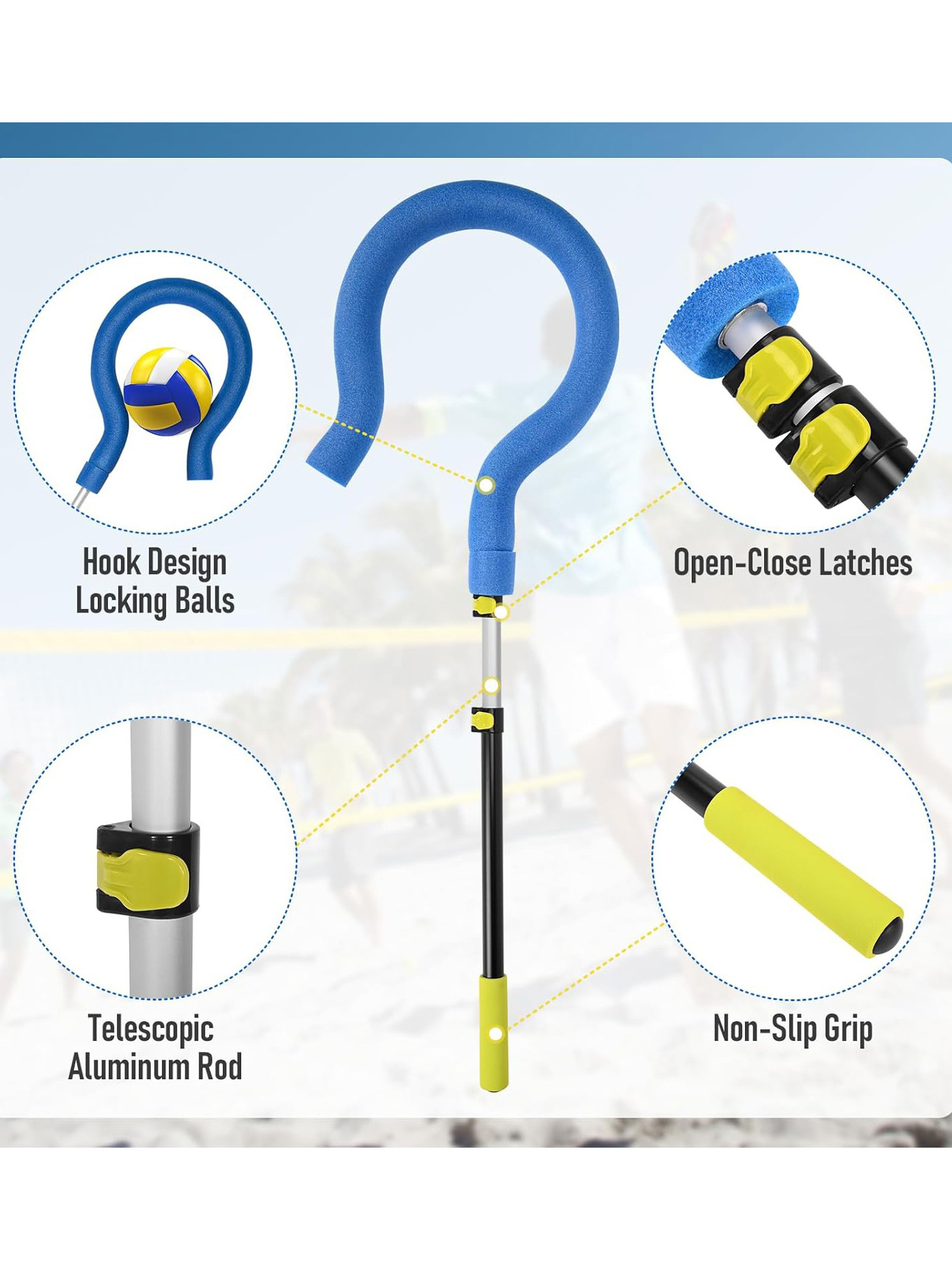 entrenador de barra de voleibol gran interrogación gancho de bola ajustable servicio de bola para el aprendizaje y entrenamiento