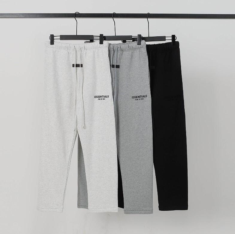 FOG Season 8 ESSENTIALS High Street Casual Straight Pants Flocking Letter Printed Drawstring Pants FOG Season 8 ESSENTIALS High Street Casual Straight Pants Flocking Letter Printed Drawstring Pants